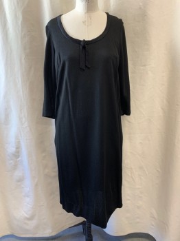 MISS KORT, Black, Rayon, Scoop Neck, Bow at Neckline, Long Sleeves, Zip Back, Double Knit,