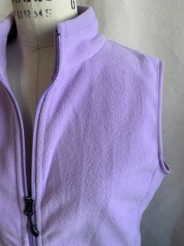 FUINLOTH, Lavender Purple, Polyester, Solid, Fleece, Zip Front, 2 Pockets With Invisible Zippers