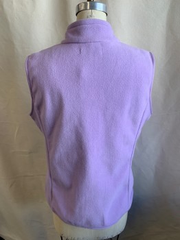 Womens, Vest, FUINLOTH, Lavender Purple, Polyester, Solid, M, Fleece, Zip Front, 2 Pockets With Invisible Zippers