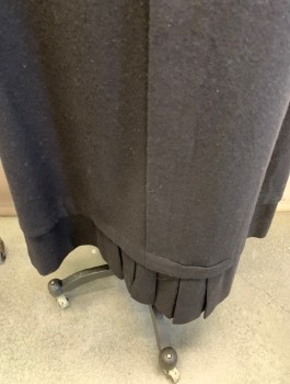 MTO, Black, Wool, Solid, Flange Detail, Pleats at Bottom of Skirt