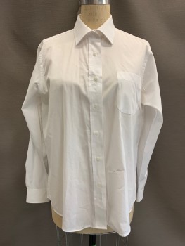 Womens, Blouse, NEIL ALLYN, White, Cotton, Polyester, Solid, B: 44, 10, L/S, B.F., C.A. Welt Chest Pocket