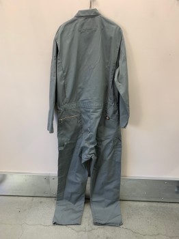 Mens, Coveralls/Jumpsuit, DICKIES, Gray, Cotton, 2XR, C.A., Zip Front, 2 Zip Pockets, "Dickies" Logo Tiny Patch, Slant Pockets, 1 Back Zip Pocket, 1 Back Patch Pocket