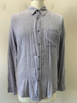 The Shirt, Lilac Purple, Gray, Cotton, Stripes - Vertical , L/S, Button Front, C.A., Chest Pockets