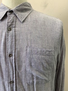 The Shirt, Lilac Purple, Gray, Cotton, Stripes - Vertical , L/S, Button Front, C.A., Chest Pockets