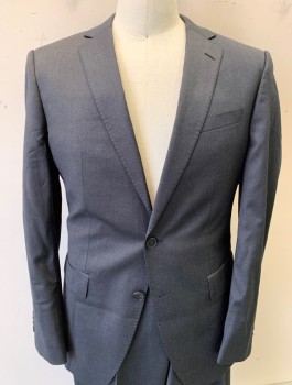 BOSS, Charcoal Gray, Wool, Solid, Notched Lapel, 3 Pockets , 2 Button Front, 2 Back Vent