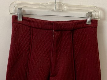 NO LABEL, Red Burgundy, Cotton, Polyester, Textured Fabric, F.F, Vertical Front Piping, Zip Front,