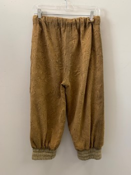 Womens, Sci-Fi/Fantasy Pants, MTO, Tan Brown, Synthetic, Solid, Textured Fabric, L, Elastic Waistband, Beige Cuffs