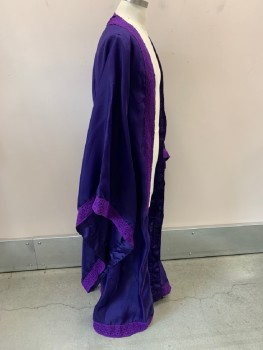Unisex, Sci-Fi/Fantasy Robe, NL, Dk Purple, Synthetic, OS, Purple Lace Trim Along Neck, Down Front, No Closures, & On Cuffs, Long Over-sized Angel Sleeves