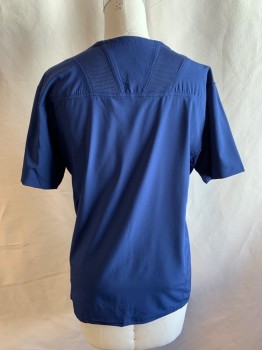 WHITE CROSS FIT, Navy Blue, Polyester, Spandex, Solid, V-neck, Short Sleeves, 1 Pocket