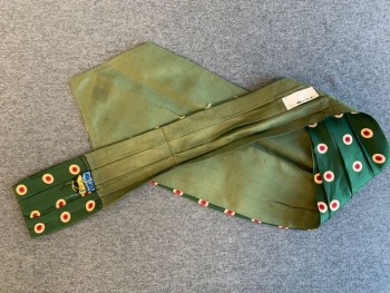 DUMONT, Forest Green, Red, Cream, Silk, Dots, Ascot/Cravat, Old Silk, Concentric Circles or Birdseyes, Single Flap with Loop Style