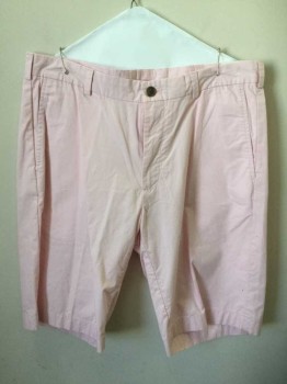 Mens, Shorts, BROOKS BROTHERS, Lt Pink, Cotton, Solid, 34, Flat Front, Belt Loops, 4 Pockets, Zip Fly