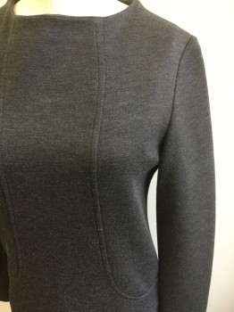 Womens, Dress, Long & 3/4 Sleeve, N/L, Charcoal Gray, Polyester, B34, 2, Knit, Style Lines, Center Back Zipper,