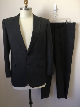 PELLEGRINO CASTRONOV, Charcoal Gray, Black, Wool, Plaid, Single Breasted, Collar Attached, Notched Lapel, 3 Pockets, 2 Buttons