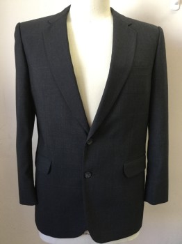 PELLEGRINO CASTRONOV, Charcoal Gray, Black, Wool, Plaid, Single Breasted, Collar Attached, Notched Lapel, 3 Pockets, 2 Buttons