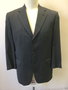 Mens, 1990s Vintage, Suit, Jacket, NINO TOSCANI, Gray, Lt Gray, Wool, Grid , Speckled, 42R, Visible Weave, Grid, Single Breasted, Notched Lapel, 3 Buttons,  3 Pockets