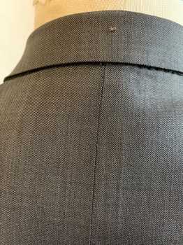 Mens, 1960s Vintage, Suit, Jacket, BENEDETTI, Dk Gray, Wool, Silk, Solid, 44L, Single Breasted, Collar Attached, Notched Lapel, 2 Buttons, 3 Pockets