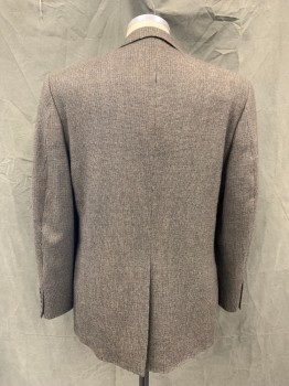 Mens, Sportcoat/Blazer, GEOFFREY BEENE, Green, Black, Brown, Wool, Check - Micro , 40R, Single Breasted, Collar Attached, Notched Lapel, 2 Buttons,  3 Pockets