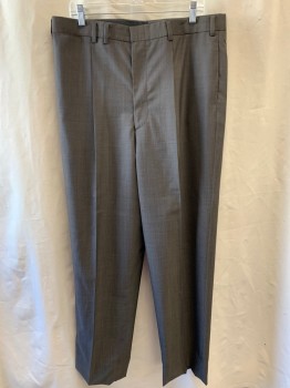 NL, Dk Gray, Wool, Solid, Side Pockets, Zip Front, Pleat Front