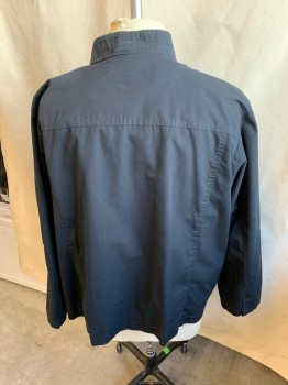 Mens, Casual Jacket, HARRITON, Black, Heather Gray, Polyester, Cotton, Solid, Heathered, 3XL, Horizontal Quilt Stand Collar Attached, Heather Gray Lining, Hidden Zip Front, Snap Front, 2 Pockets, Long Sleeves,
