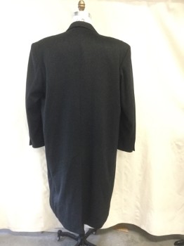 Mens, Coat, Overcoat, ANDREW LANZINO, Charcoal Gray, Wool, Nylon, Heathered, 38R, Single Breasted, Collar Attached, Notched Lapel, 2 Pockets, Long Sleeves
