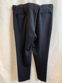 Mens, Pants, MTO, Black, Wool, Solid, 34/33, Zip Fly, Double Pleats, 4 Pockets
