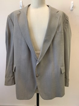 Mens, Suit, Jacket, John Weitz, Beige, Gray, Wool, 2 Color Weave, 52, 2 Buttons, Single Breasted, Notched Lapel, 3 Pockets
