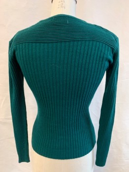 Womens, Sweater, N/L, Forest Green, Acrylic, Solid, B38, L/S, Pullover, Boat Neck,