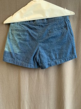 Womens, Shorts, N/L, Denim Blue, Cotton, Solid, M, 4 Pockets, Zip Fly, *Discoloration On Left Side Front And Back*