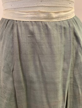 MTO, Gray, Silk, Textured Fabric, Beige Waistband, A-Line, Hook & Eye Back, Snap Back, Cording Detail with Fabric Buttons at Ends on Both Front & Back Bottom Center, Hem at Ankle, *Yellow Stain at Front Hem