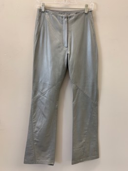 Womens, Pants, BOZUKI, Gray, Leather, H34, S W27, F.F, Zip Front, Straight Fit