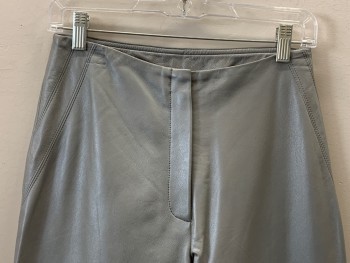 Womens, Pants, BOZUKI, Gray, Leather, H34, S W27, F.F, Zip Front, Straight Fit