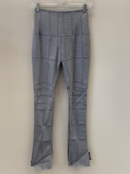 N/L, Gray, Lt Gray, Synthetic, Solid, Diamonds, High Waist, Back Zip, Slit Openings On Both Sides Of Leg