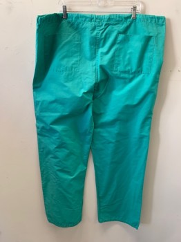 Unisex, Scrub, Pants Unisex, LANDAU, Ice Green, Polyester, Cotton, Solid, XL, Bright Ice Green Solid, Drawstring Waistband, 1 Pocket on Back, 1 Pocket, Inside Left Pant Leg