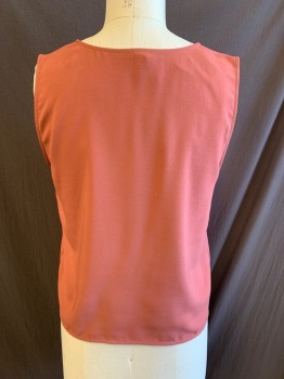 Womens, Top, ANN TAYLOR, Rose Pink, Polyester, M, V-N, Pullover, Sleeveless