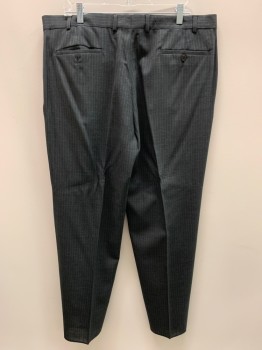 STRUCTURE, Gray, White, Wool, Stripes - Pin, F.F, Belt Loops, 4 Pockets, Unhemmed