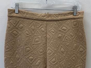 Womens, Sci-Fi/Fantasy Pants, NO LABEL, Sand, Polyester, Cotton, Graphic, 30/27, F.F, Quilted Pattern, Back Zip, Made To Order,