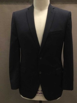 Mens, Suit, Jacket, JACK VICTOR, Navy Blue, Wool, Stripes - Shadow, 44L, Single Breasted, Collar Attached, Notched Lapel, 3 Pockets, 2 Buttons,