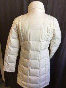 KENNETH COLE REACTN, Cream, Polyester, Solid, Rectangle/square Puffy Quilt, Collar Attached, No Hood, Zip Front, 2 Pockets with Zipper, Long Sleeves, 3/4 Length,  Cream Lining