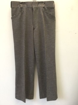 Mens, Pants, N/L, Multi-color, Navy Blue, Beige, Polyester, Houndstooth, Ins:32, W:34, Flat Front, Zip Fly, Slanted Front Pockets, 4 Pockets, 3/4" Wide Belt Loops, Wide Slightly Boot Cut Legs, **Has a Double ***Has TV Alt at Inseam 3/13/2020