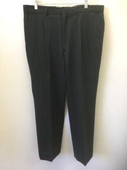 Mens, 1990s Vintage, Suit, Pants, ENGLISH MANOR, Black, Lt Blue, Sienna Brown, Wool, Stripes - Pin, Ins:31, W:38, Single Pleated, Zip Fly, 4 Pockets, Straight Leg