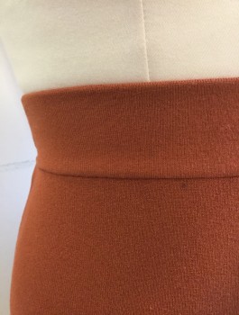 Womens, Skirt, Knee Length, LEITH, Rust Orange, Viscose, Nylon, Solid, M, Ribbed Stretchy Knit, Pencil Skirt, 2" Wide Self Waistband