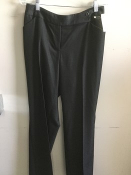 Womens, Suit, Pants, TAHARI, Charcoal Gray, Polyester, Rayon, Solid, 10, Flat Front, 2 Pockets,