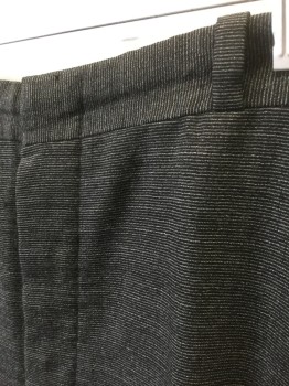 N/L MTO, Charcoal Gray, White, Wool, Stripes - Horizontal , Stripes - Pin, Charcoal with White Horizontal Pinstripes, Flat Front, Belt Loops, Button Fly, 4 Pockets, Suspender Buttons at Inside Waistband,  Made To Order Reproduction, **Holey/Patched Holes Throughout