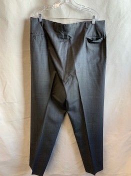 Mens, 1960s Vintage, Suit, Pants, BENEDETTI, Dk Gray, Wool, Silk, Solid, Double Pleats, Zip Fly, 4 Pockets, Belt Loops