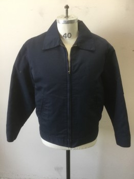 Mens, Fire/Police Jacket, DICKIES, Navy Blue, Cotton, Polyester, Solid, C42/44, Medium, Zip Front, Twill Weave,