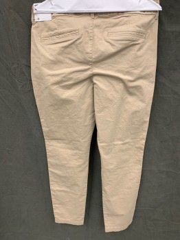 Womens, Pants, OLD NAVY, Lt Khaki Brn, Cotton, Spandex, Solid, 10, Chinos, Zip Fly, 4 Pockets, Belt Loops