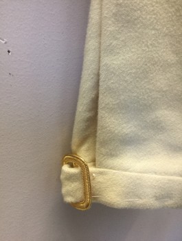 N/L, Cream, Cotton, Solid, Military Uniform Breeches, Brushed Twill, Fall Front, Knee Length, Gold Buckle at Leg Opening, Open Vent with Twill Ties at Center Back Waist, Made To Order Reproduction Late 1700's Early 1800's
