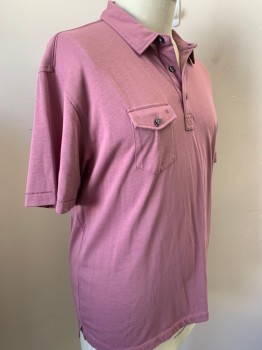 Mens, Polo, LINKSOUL, Mauve Pink, Cotton, Solid, XL, Short Sleeves, 1 Pocket,