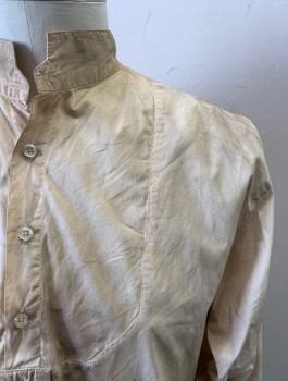 SCULLY, Beige, Cotton, Solid, Stand Collar, 3 Buttons Half Placket, Long Sleeves, *Aged/Distressed*