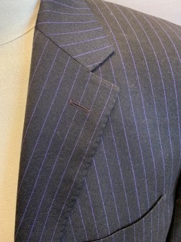 PAUL SMITH, Dk Brown, Purple, Wool, Stripes - Pin, Single Breasted, 2 Buttons,  Notched Lapel, 2 Back Vents,